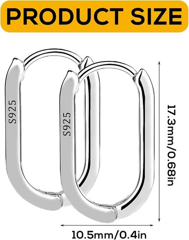 LUTER S925 أقراط حلقية من الفضة الاسترلينية، قطعتان من الأقراط البيضاوية الصغيرة للنساء على شكل حرف U S925 أقراط بسيطة من الفضة الاسترليني خفيفة الوزن ومريحة (فضي) in Saudi Arabia