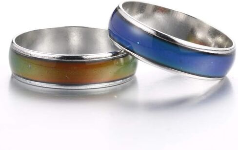 2 قطعة 6 مللي متر اللون تغيير حلقة المزاج العاطفة مؤشر درجة الحرارة النحاس اللون تغيير الدائري للنساء الرجال الفتيات الفتيان in Kuwait