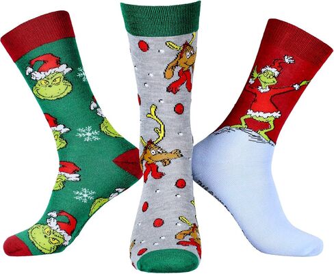 جوارب Dr Seuss The جرينش Character Design للبالغين للعطلات مكونة من 3 ازواج من الجوارب الطويلة، متعددة الالوان، مقاس واحد in Saudi Arabia