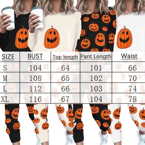 Women Halloween Two Piece Sweatshirt Set Long Sleeve Pullover Tops and Long Pants Fall Winter 2 PCS Tracksuit in Saudi Arabia