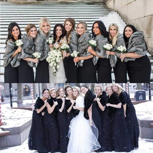 Yfe Women's Faux Fur Wraps Long Wedding Fur Shawl 1920s Sleeveless Bridal Fur Stole Scarf for Bride and Bridesmaid (White) in Saudi Arabia