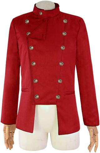 Men's Stand Collar Double Breasted Blazer Solid Color Long Sleeve Slim Fit Jacket Master of Ceremonies Performance Wear in Kuwait