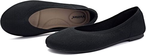 أحذية Veittes النسائية ذات العرض الواسع والأحذية المسطحة، أحذية باليه محبوكة بمقاس كبير قابلة للتنفس. in Kuwait