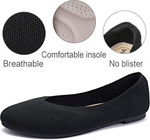 أحذية Veittes النسائية ذات العرض الواسع والأحذية المسطحة، أحذية باليه محبوكة بمقاس كبير قابلة للتنفس. in Kuwait