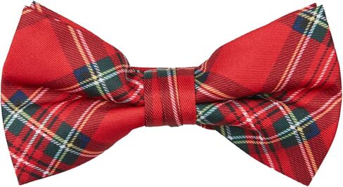 Jacob Alexander Merry Christmas Men's Royal Stewart Red Plaid Pre-Tied Clip-On Bow Tie in Saudi Arabia