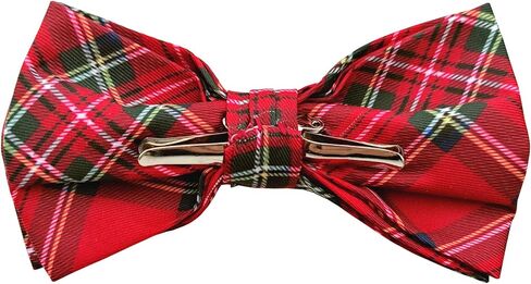 Jacob Alexander Merry Christmas Men's Royal Stewart Red Plaid Pre-Tied Clip-On Bow Tie in Saudi Arabia