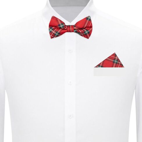 Jacob Alexander Merry Christmas Men's Royal Stewart Red Plaid Pre-Tied Clip-On Bow Tie in Saudi Arabia