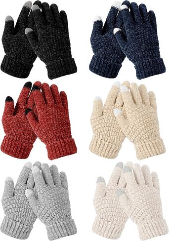 6 أزواج من قفازات الشتاء للأطفال من Mumufy، قفازات شاشة لمس محبوكة للأطفال، قفازات دافئة مبطنة بالصوف للأطفال الصغار للفتيات المراهقات والأولاد in Kuwait