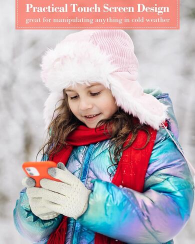 6 أزواج من قفازات الشتاء للأطفال من Mumufy، قفازات شاشة لمس محبوكة للأطفال، قفازات دافئة مبطنة بالصوف للأطفال الصغار للفتيات المراهقات والأولاد in Kuwait