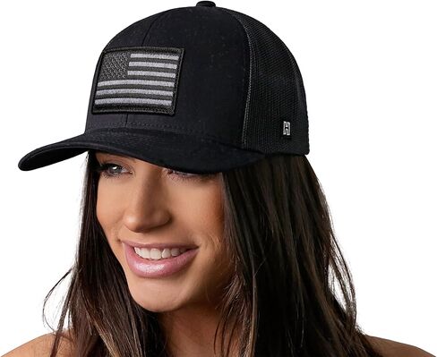 قبعة العلم الأمريكي من هاكا، قبعة سائق الشاحنة الأمريكية للرجال والنساء، قبعة بيسبول قابلة للتعديل، قبعة شبكية، قبعة سوداء متينة للاستخدام في الهواء الطلق in Kuwait