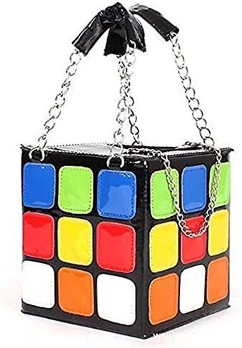 حقيبة يد نسائية على شكل مكعب لطيف حقيبة كتف سحرية حقيبة كلاتش، محفظة ملونة in Kuwait