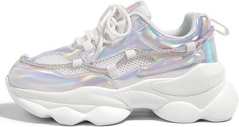 LUCKY STEP Women's 90s Chunky Sneakers Sparkly Bling Rhinestone Rope Platform Casual Thick Dad Rave Walking Shoes in Saudi Arabia