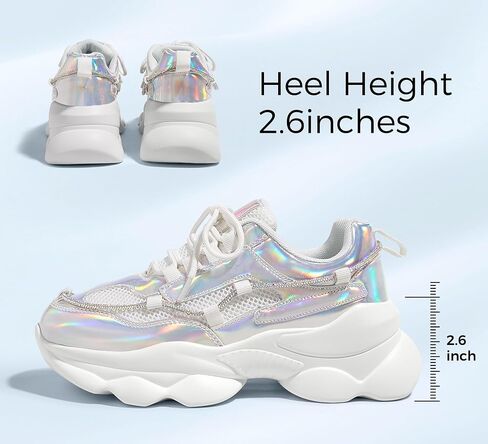 LUCKY STEP Women's 90s Chunky Sneakers Sparkly Bling Rhinestone Rope Platform Casual Thick Dad Rave Walking Shoes in Saudi Arabia