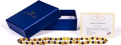 قلادات عنبر البلطيق الطبيعي للنساء من أمبيراج - مصنوعة يدويًا من خرز باروكي عنبر البلطيق المصقول/المعتمد/جودة مضمونة (3 ألوان) (45 سم - 17.72 بوصة) in Kuwait