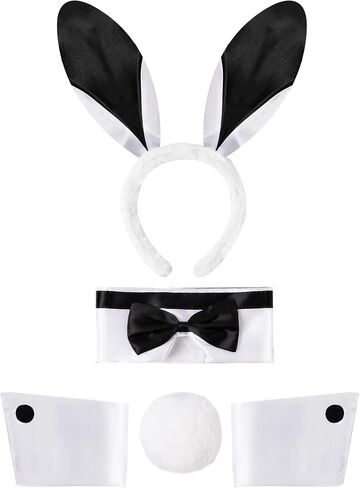 Spooktacular Creations Bunny Accessories Set with Bunny Ears Headband,Bow Tie,Bunny Tail and Arm Cuffs for Halloween Cosplay in Saudi Arabia