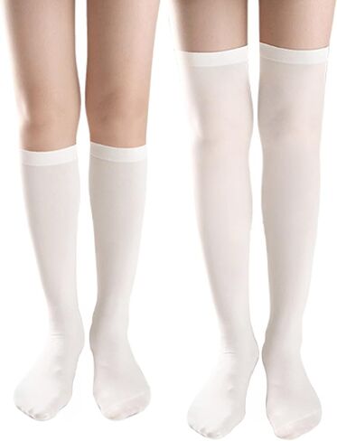 جوارب نسائية طويلة للركبة جوارب عالية الفخذ للأحذية التنكرية للهالوين ومهرجان الكريسماس وزينة الحفلات ملابس يومية (زوج واحد + أبيض) in Kuwait