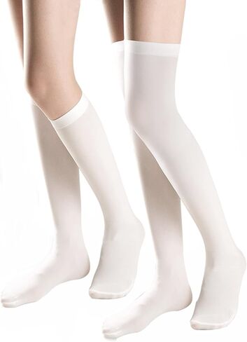 جوارب نسائية طويلة للركبة جوارب عالية الفخذ للأحذية التنكرية للهالوين ومهرجان الكريسماس وزينة الحفلات ملابس يومية (زوج واحد + أبيض) in Kuwait