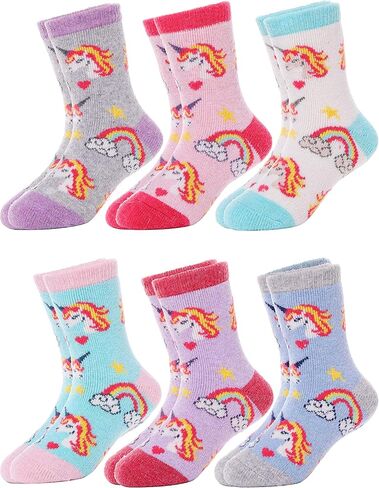 Sandsuced Kids Wool Socks for Toddlers Boys Girls Hiking Warm Winter Thick Heavy Thermal Cozy Gift Socks 6 Pairs in Kuwait