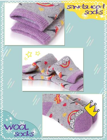 Sandsuced Kids Wool Socks for Toddlers Boys Girls Hiking Warm Winter Thick Heavy Thermal Cozy Gift Socks 6 Pairs in Kuwait