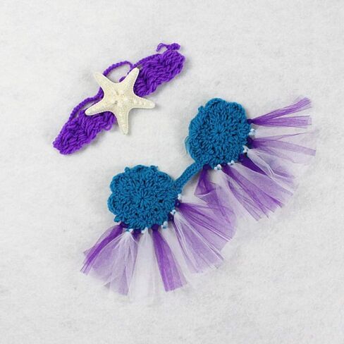 ملابس أطفال حديثي الولادة محبوكة التصوير الفوتوغرافي حورية البحر حمالة ذيل طفل دعم الزي زي طفل كروشيه ملابس البنات مجموعة الكروشيه اليدوية الكروشيه حورية البحر in Kuwait