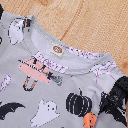 LYSMuch Toddler Girls Halloween Dresses Kids Printed Bat Pumpkin Ghost Fall Costume in Saudi Arabia