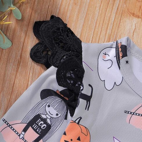 LYSMuch Toddler Girls Halloween Dresses Kids Printed Bat Pumpkin Ghost Fall Costume in Saudi Arabia