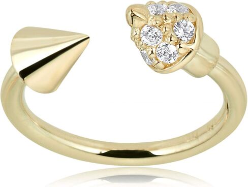 AVORA 10K Yellow Gold Simulated Diamond CZ Spiked Lucky Horseshoe Eyebrow Body Jewelry -018 Gauge in Saudi Arabia
