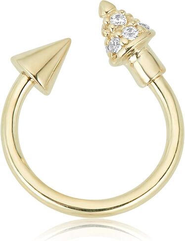 AVORA 10K Yellow Gold Simulated Diamond CZ Spiked Lucky Horseshoe Eyebrow Body Jewelry -018 Gauge in Saudi Arabia
