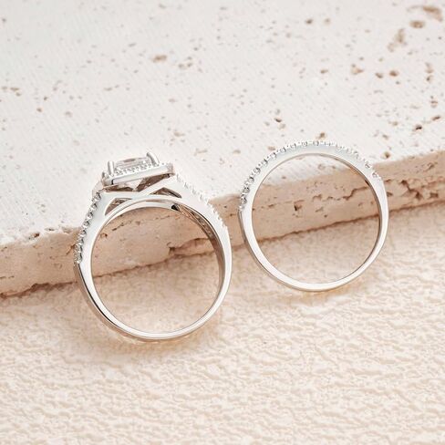 blongme 3.5CT خاتم الزفاف مجموعات الأميرة قطع 925 الفضة الاسترليني AAAAA تشيكوسلوفاكيا خواتم الخطبة خواتم الوعد لعصابات الزفاف لها للنساء حجم 7 in Kuwait