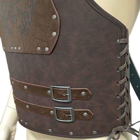 الفايكنج الجلود درع المحارب الصدر درع الكتف بولي سترة سترة جلدية القرون الوسطى الفايكنج لوحة الثدي LARP تأثيري حفلة الهالوين in Kuwait