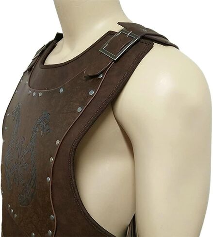 الفايكنج الجلود درع المحارب الصدر درع الكتف بولي سترة سترة جلدية القرون الوسطى الفايكنج لوحة الثدي LARP تأثيري حفلة الهالوين in Kuwait