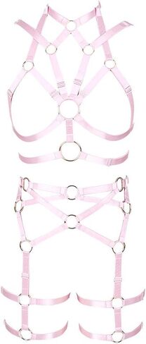 MAMOHSS المرأة كامل الجسم تسخير حمالات الصدر حزام المحاصيل القمم الشرير القوطية الرباط أحزمة مجموعة الملابس الداخلية مهرجان ملابس الهذيان in Kuwait