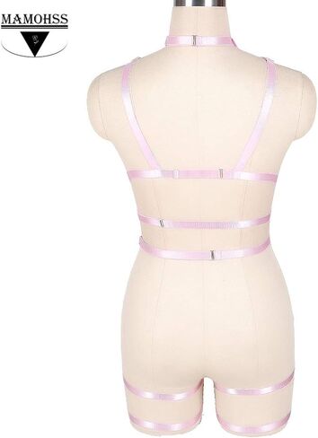 MAMOHSS المرأة كامل الجسم تسخير حمالات الصدر حزام المحاصيل القمم الشرير القوطية الرباط أحزمة مجموعة الملابس الداخلية مهرجان ملابس الهذيان in Kuwait