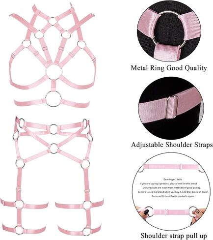 MAMOHSS المرأة كامل الجسم تسخير حمالات الصدر حزام المحاصيل القمم الشرير القوطية الرباط أحزمة مجموعة الملابس الداخلية مهرجان ملابس الهذيان in Kuwait