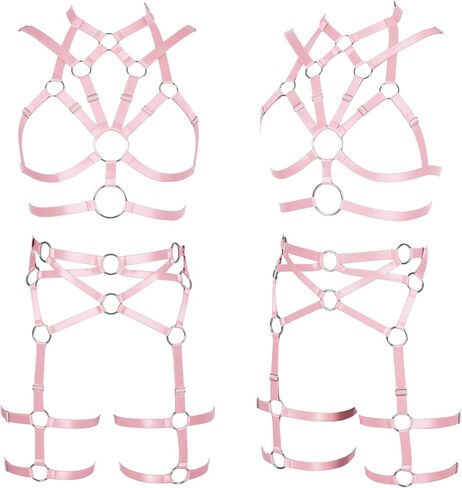 MAMOHSS المرأة كامل الجسم تسخير حمالات الصدر حزام المحاصيل القمم الشرير القوطية الرباط أحزمة مجموعة الملابس الداخلية مهرجان ملابس الهذيان in Kuwait