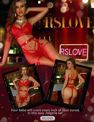 RSLOVE مجموعة الملابس الداخلية للنساء Strappy الملابس الداخلية Underwire رفع البرازيلي واللباس الداخلي مجموعة الملابس الداخلية عبودية غريبة in Saudi Arabia