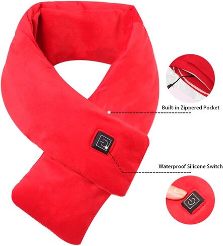 Heating Scarf,MoreChioce Rechargeable Electric Neck Warmer with 3 Levels Adjustable Temperature Neck Heating Pad Warm Scarf for Men Women,80cm×10cm,Black in Kuwait