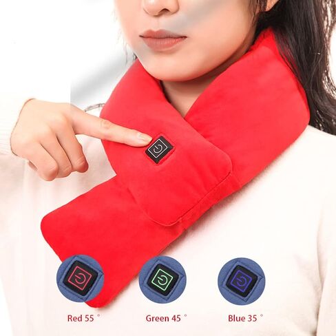 Heating Scarf,MoreChioce Rechargeable Electric Neck Warmer with 3 Levels Adjustable Temperature Neck Heating Pad Warm Scarf for Men Women,80cm×10cm,Black in Kuwait
