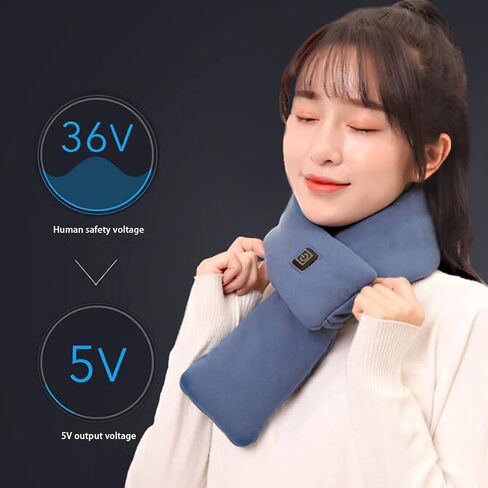 Heating Scarf,MoreChioce Rechargeable Electric Neck Warmer with 3 Levels Adjustable Temperature Neck Heating Pad Warm Scarf for Men Women,80cm×10cm,Black in Kuwait