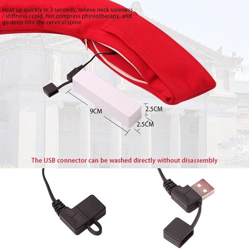 Heating Scarf,MoreChioce Rechargeable Electric Neck Warmer with 3 Levels Adjustable Temperature Neck Heating Pad Warm Scarf for Men Women,80cm×10cm,Black in Kuwait