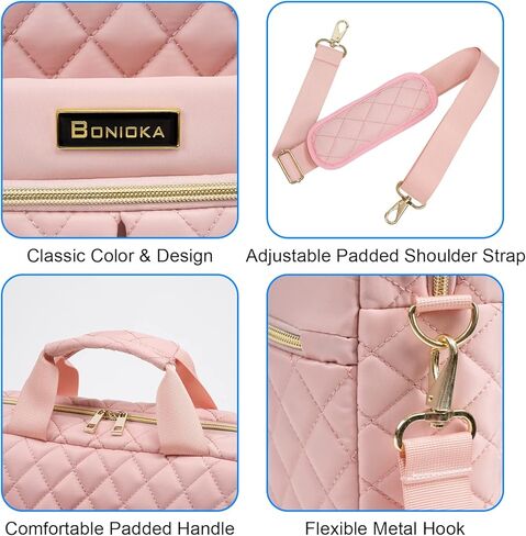 Womens Laptop Bag, 17-3-Inch Laptop & Tablet Briefcase for Women, Quilted Office Laptop Case Computer Book Bag for Business Work Travel, Black… in Kuwait