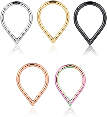 Teardrop Septum Ring Set 316 Stainless Steel Hinged Moon Daith Piercing Jewelry Segment Clicker Rook Snug Tragus Cartilage Hoop Earring 16g in Saudi Arabia