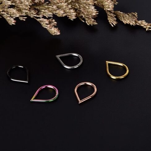 Teardrop Septum Ring Set 316 Stainless Steel Hinged Moon Daith Piercing Jewelry Segment Clicker Rook Snug Tragus Cartilage Hoop Earring 16g in Saudi Arabia