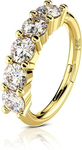 CM Crareesi Mania 14K الذهب اللولب ثقب المجوهرات هوب 14Kt الصلبة الذهب الأصفر Daith الزنمة ثقب الأقراط اصطف تشيكوسلوفاكيا معبد الغضروف أقراط in Saudi Arabia