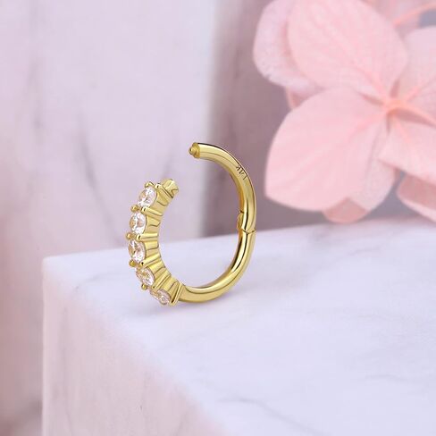 CM Crareesi Mania 14K الذهب اللولب ثقب المجوهرات هوب 14Kt الصلبة الذهب الأصفر Daith الزنمة ثقب الأقراط اصطف تشيكوسلوفاكيا معبد الغضروف أقراط in Saudi Arabia