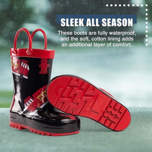 NORTY Rubber Rain Boots for Kids - Waterproof Rubber Boots Boys and Girls Solid & Printed Rainboots for Toddlers and Kids in Kuwait