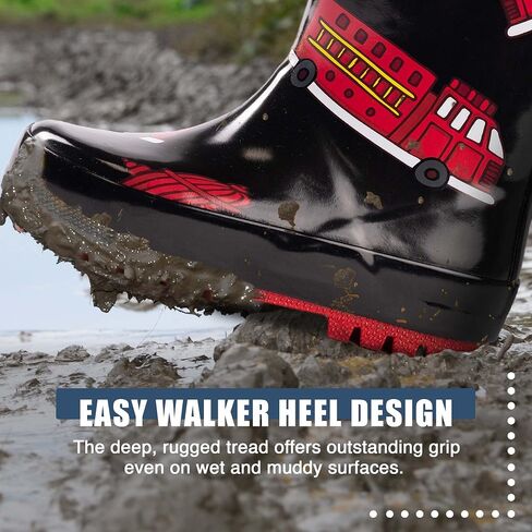 NORTY Rubber Rain Boots for Kids - Waterproof Rubber Boots Boys and Girls Solid & Printed Rainboots for Toddlers and Kids in Kuwait