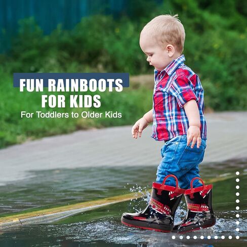 NORTY Rubber Rain Boots for Kids - Waterproof Rubber Boots Boys and Girls Solid & Printed Rainboots for Toddlers and Kids in Kuwait