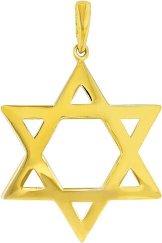 14k Yellow Gold Medium Star of David Pendant with High Polish in Saudi Arabia