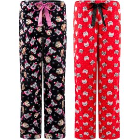 2-Pack Plush Fleece Pajama Pants - Comfortable and Warm Lounge PJ Bottoms